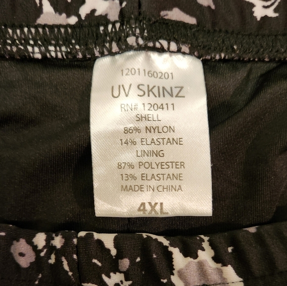 UV Skinz Women's UPF 50+ Long Swim Shorts Size 4XL Blk/Wht Floral. - Picture 4 of 9